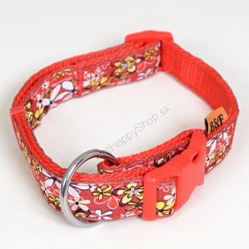 Nylonový obojok kvetinky červený 20 mm x 38-60 cm