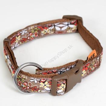 Nylonový obojok kvetinky hnedý 20 mm x 38-60 cm
