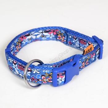 Nylonový obojok kvetinky modrý 20 mm x 38-60 cm