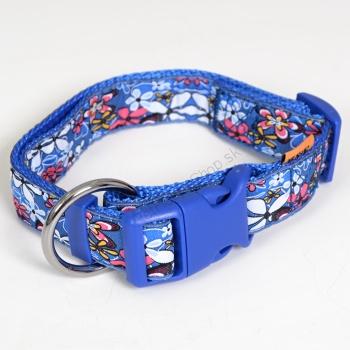 Nylonový obojok kvetinky modrý 25 mm x 40-66 cm