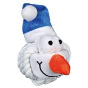 Dopredaj - Trixie Vianočná lanová lopta s tvárou Snehuliak 11cm